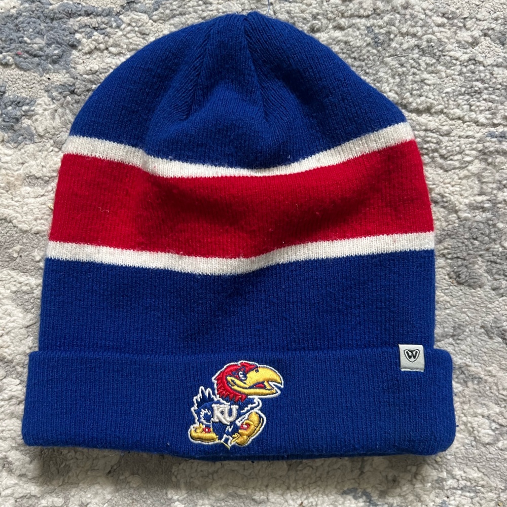 Kansas Jayhawks KU Top of the World Knit Beanie Blue Red NCAA